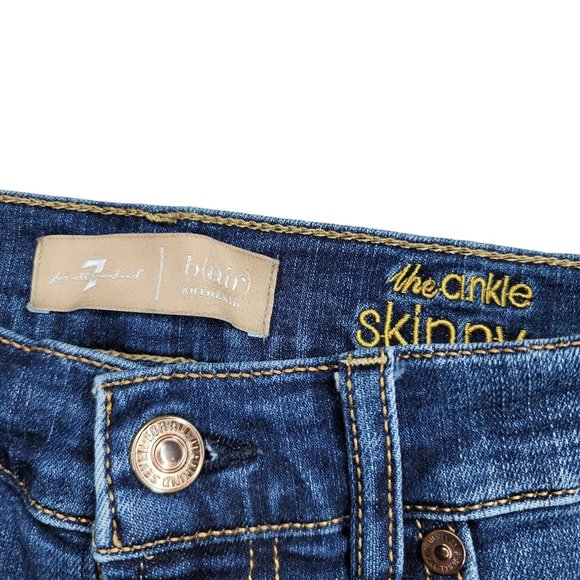 7 for all mankind the ankle skinny denim blue jeans high rise size 26 - Picture 7 of 7